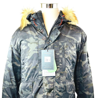 Pre-owned Noize Max Insulated Black Camo Faux Fur Parka Jacket Coat Mens L/xl/xxl