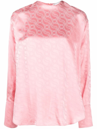 Stella Mccartney Geometric Pattern Long-sleeved Blouse In Pink