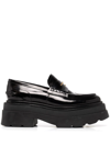 Alexander Wang Carter 75 Platform Loafers In Black Leather In Black