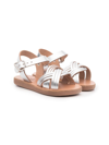 Ancient Greek Sandals Little Electra Crossover Strap Sandals In Silver