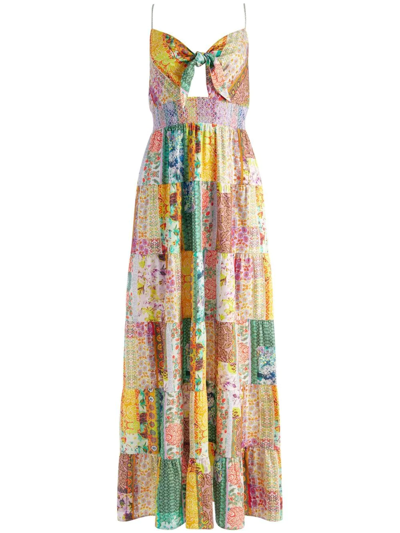 Alice And Olivia Karolina Patchwork Maxi Dress In Purple