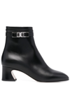 FERRAGAMO VARA CHAIN LEATHER ANKLE BOOTS