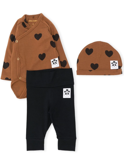 Mini Rodini Babies' Long-sleeve Romper Suit In Brown