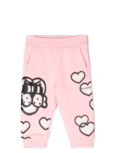 Givenchy Babies' Heart-print Track Pants In Pink