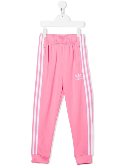 Adidas Originals Kids' Logo Tracksuit Bottoms In Pink