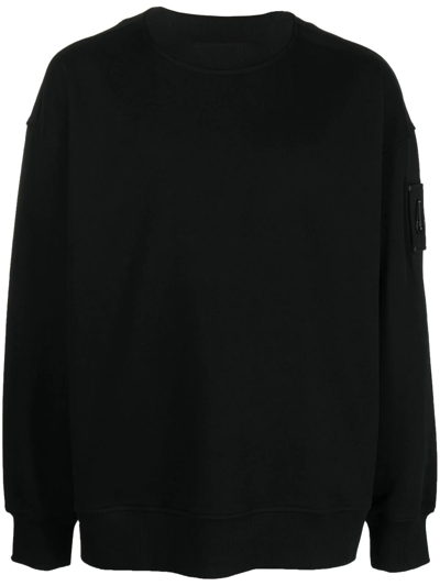 Moose Knuckles Logo-plaque Crew-neck Sweatshirt In Nero