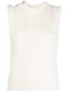 Ganni Off-white O-neck Vest In White