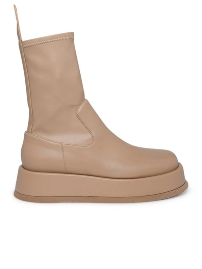 Gia Couture X Rhw Beige Leather Rosie 11 Flatform Ankle Boots In Brown