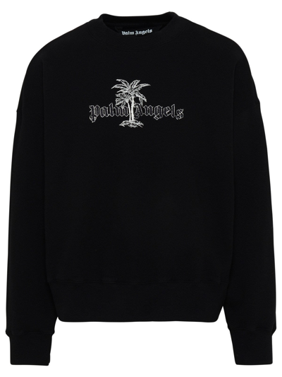 Palm Angels Black Cotton Sunset Palm Sweatshirt