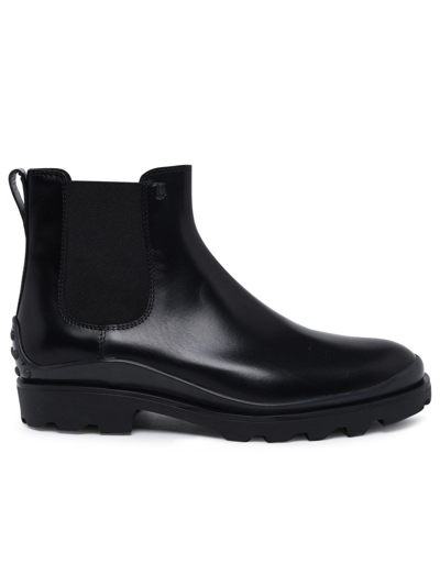 Tod's Chelsea Ankle Boots In Black Brushed Leather