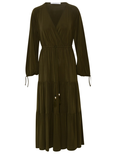 Max Mara Green Finito Dress In Brown