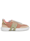 Hogan Sneakers 3r In Camoscio E Tessuto Cipria H Verde In Pink
