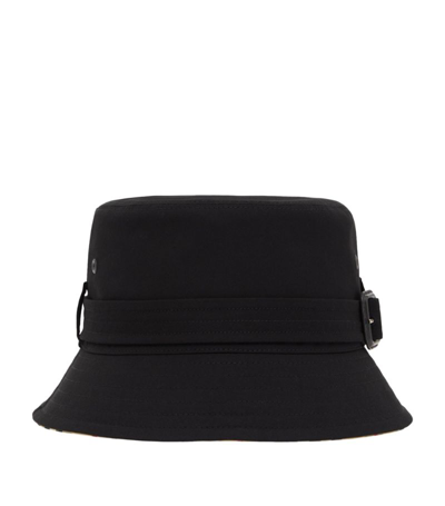 Burberry Cotton Gabardine Bucket Hat In Black