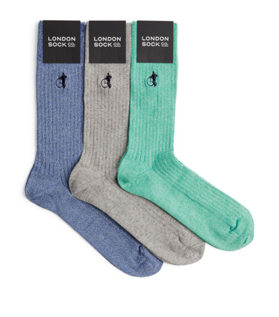 London Sock Company Organic Cotton-rich Marl Socks (pack Of 3) In Multi