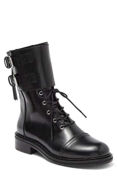 Allsaints Dian Polido Leather Combat Boot In Black