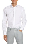 Alton Lane Mason Tailored Fit Check Stretch Button-up Shirt In Solid White