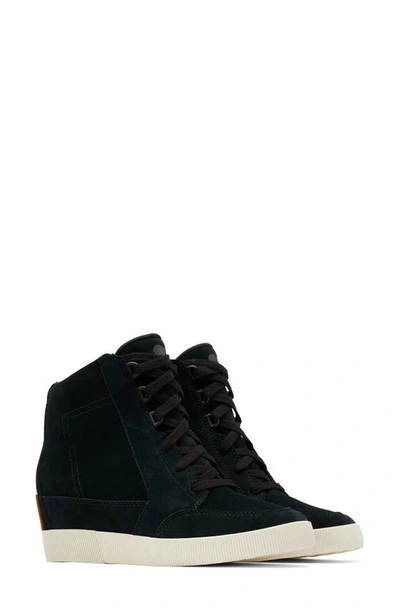 Sorel Out N About Ii Lace-up Wedge Trainers Women's Shoes In Black