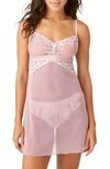 Wacoal B.tempt'd By  Opening Act Lace & Mesh Chemise In Blush Pink
