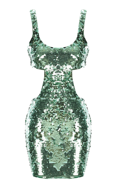 New Arrivals Women's Cutout Sequin Mini Dress In Green