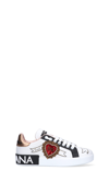 Dolce & Gabbana Calfskin Portofino Sneakers With Embroidery