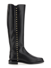 Stuart Weitzman Elegant Riding Boots With Pearl Detail In Black