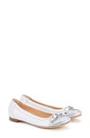 Agl Attilio Giusti Leombruni Monika Cap Toe Ballet Flat In White With Silver