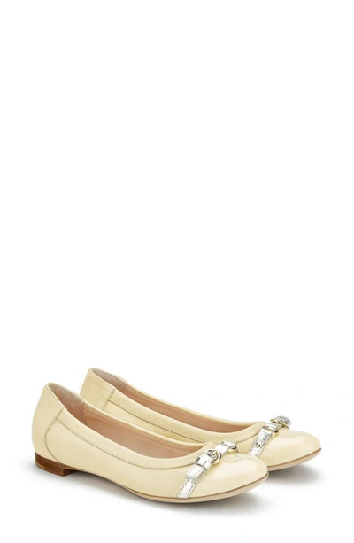 Agl Attilio Giusti Leombruni Monika Cap Toe Ballet Flat In Yellow Platinum Belt