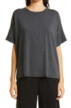 Eileen Fisher Crewneck Jersey Boxy T-shirt In Ash