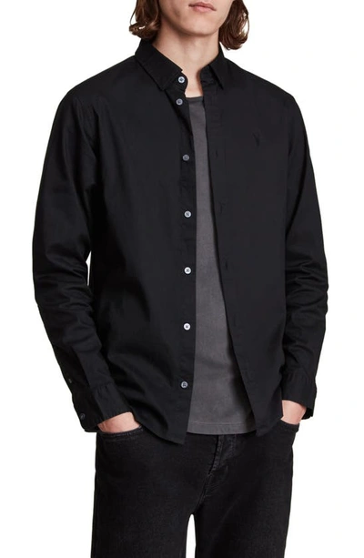 Allsaints Hawthorne Slim Fit Button-up Shirt In Black