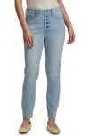 JEN7 BY 7 FOR ALL MANKIND HIGH WAIST EXPOSED BUTTON FLY SKINNY JEANS