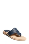 Jack Rogers Jacks Woven Leather Thong Sandals In Midnight Navy/ Midnight Navy