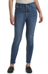 JEN7 BY 7 FOR ALL MANKIND HIGH WAIST EXPOSED BUTTON FLY ANKLE SKINNY JEANS