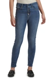 Jen7 By 7 For All Mankind High Waist Exposed Button Fly Ankle Skinny Jeans In Sienna