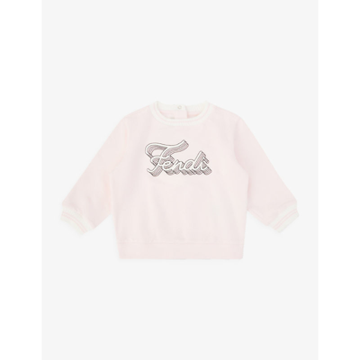 Fendi Babies' Logo-embroidered Stretch-cotton Sweatshirt 6-24 Months In Pink