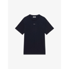 Sandro Logo-embroidered Crewneck Cotton-jersey T-shirt In Noir / Gris