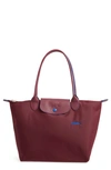Longchamp Le Pliage Club Small Shoulder Tote In Plum