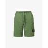 Stone Island Bermuda Logo-patch Cotton-jersey Shorts In Olive