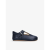 PAPOUELLI PAPOUELLI NAVY FLORRIE SOFT SOLE LEATHER SHOES 6-12 MONTHS,55461918