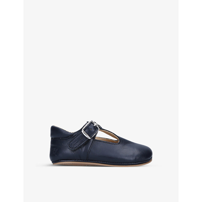 Papouelli Florrie Soft Sole Leather Shoes 6-12 Months In Navy