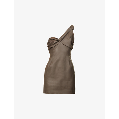The Mannei Saint Pierre One-shoulder Mini Dress In Brown