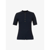 Stella Mccartney Ribbed Split-hem Woven Top In Ink