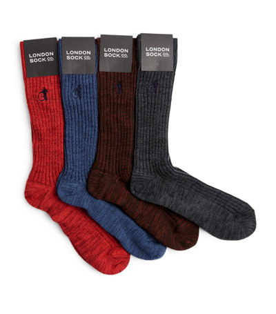 London Sock Company Organic Cotton-rich Boot Socks (pack Of 4) In Multi