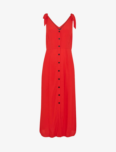 Whistles Hanna Tie-shoulder Woven Midi Dress In Red
