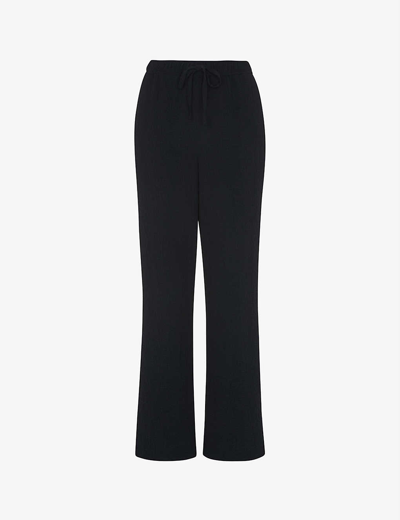 Whistles Luna Textured Stretch-woven Trousers In Black