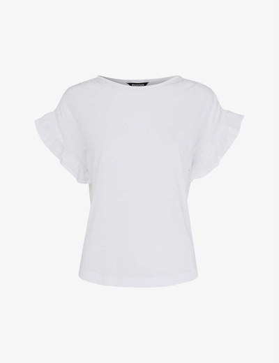 Whistles Frilled-sleeve Drawstring-shoulder Cotton Top In White