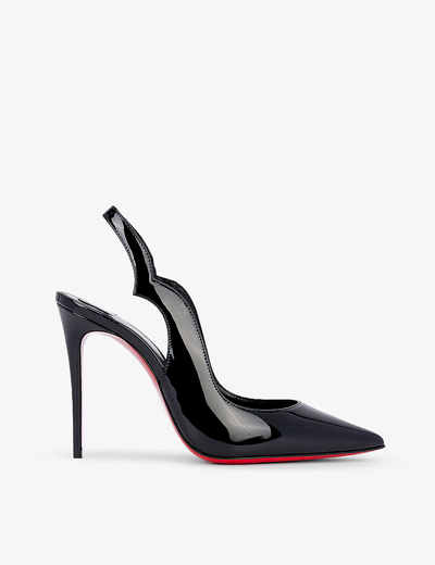 Christian Louboutin Hot Chick Sling 100 Patent-leather Courts In Black