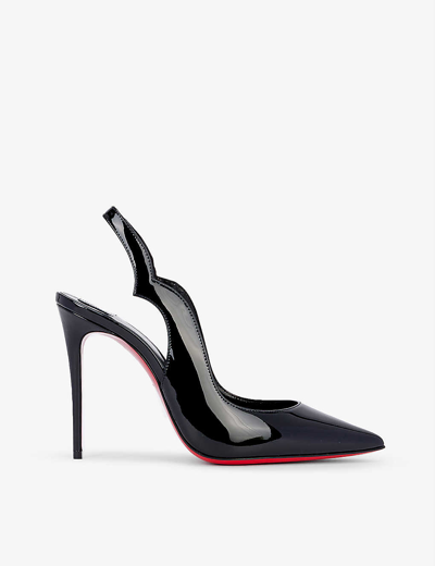 CHRISTIAN LOUBOUTIN WOMENS BLACK/LIN BLACK HOT CHICK SLING 100 PATENT-LEATHER COURTS EUR 37.5 / 4.5 UK,57268423