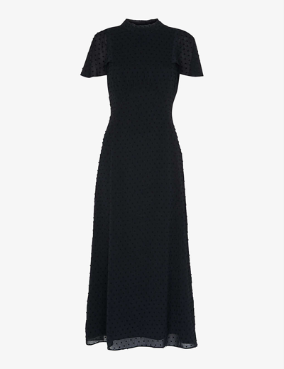 Whistles Elouise Textured Crepe Dress In Blue