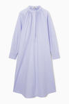 Cos Relaxed-fit Gathered Midi Shirt Dress In Blue