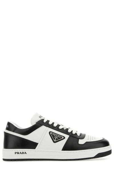 Prada Downtown Low-top Sneakers In White,black